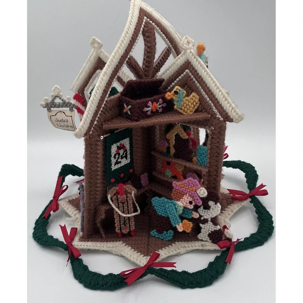 NORTH POLE COMPLETED Plastic Canvas‎ Santa's Workshop Christmas Hanging Mobile
